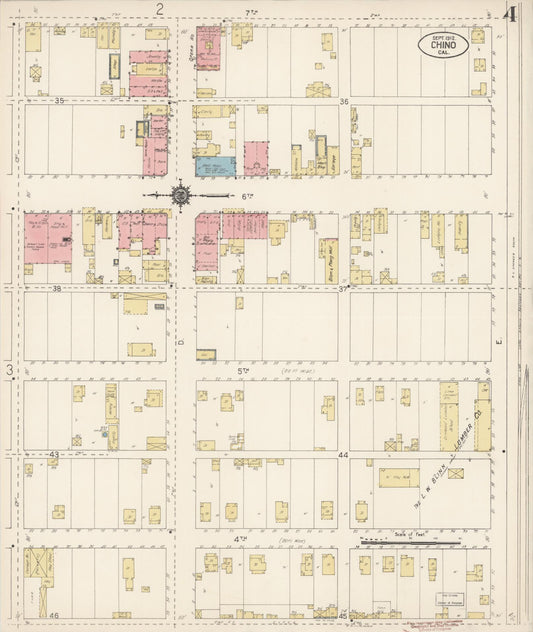 Sanborn Fire Insurance Map from Chino, San Bernardino County, California (1912), Sheet #0004 - Historic Sanborn Fire Insurance Map Print, vintage old map wall art, antique decor, genealogy gift, California California map