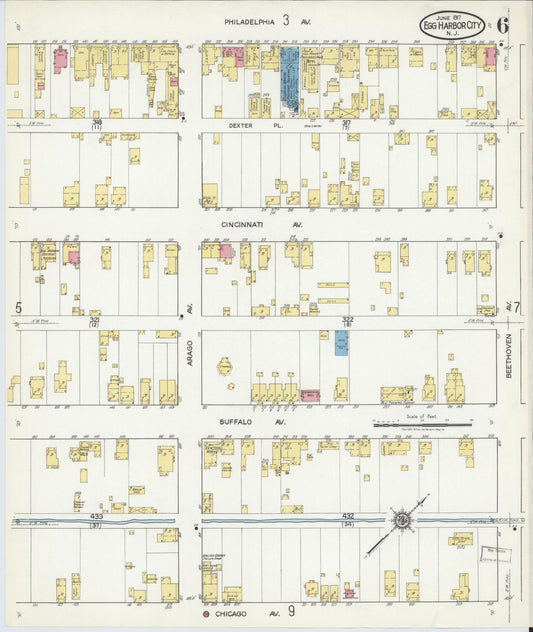 Sanborn Fire Insurance Map from Egg Harbor City, Atlantic County, New Jersey (1917), Sheet #0006 - Historic Sanborn Fire Insurance Map Print, vintage old map wall art, antique decor, genealogy gift, New Jersey New Jersey map