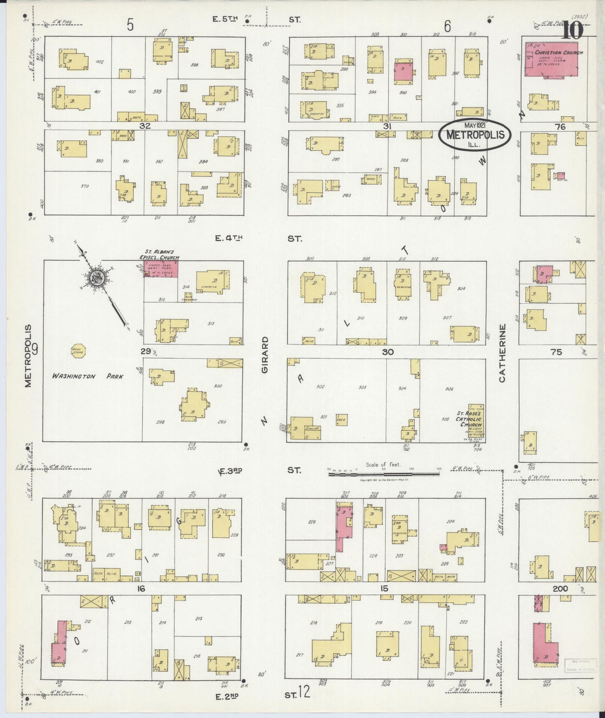 Sanborn Fire Insurance Map from Metropolis, Massac County, Illinois (1921), Sheet #0010 - Complete Map Set gallery image, historic Sanborn map, vintage wall art, Illinois Illinois