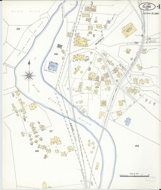 Sanborn Fire Insurance Map from Globe, Gila County, Arizona (1906), Sheet #0004 - Historic Sanborn Fire Insurance Map Print, vintage old map wall art, antique decor, genealogy gift, Arizona Arizona map