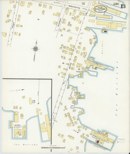 Sanborn Fire Insurance Map from Eastport, Washington County, Maine (1911), Sheet #0013 - Complete Map Set gallery image, historic Sanborn map, vintage wall art, Maine Maine