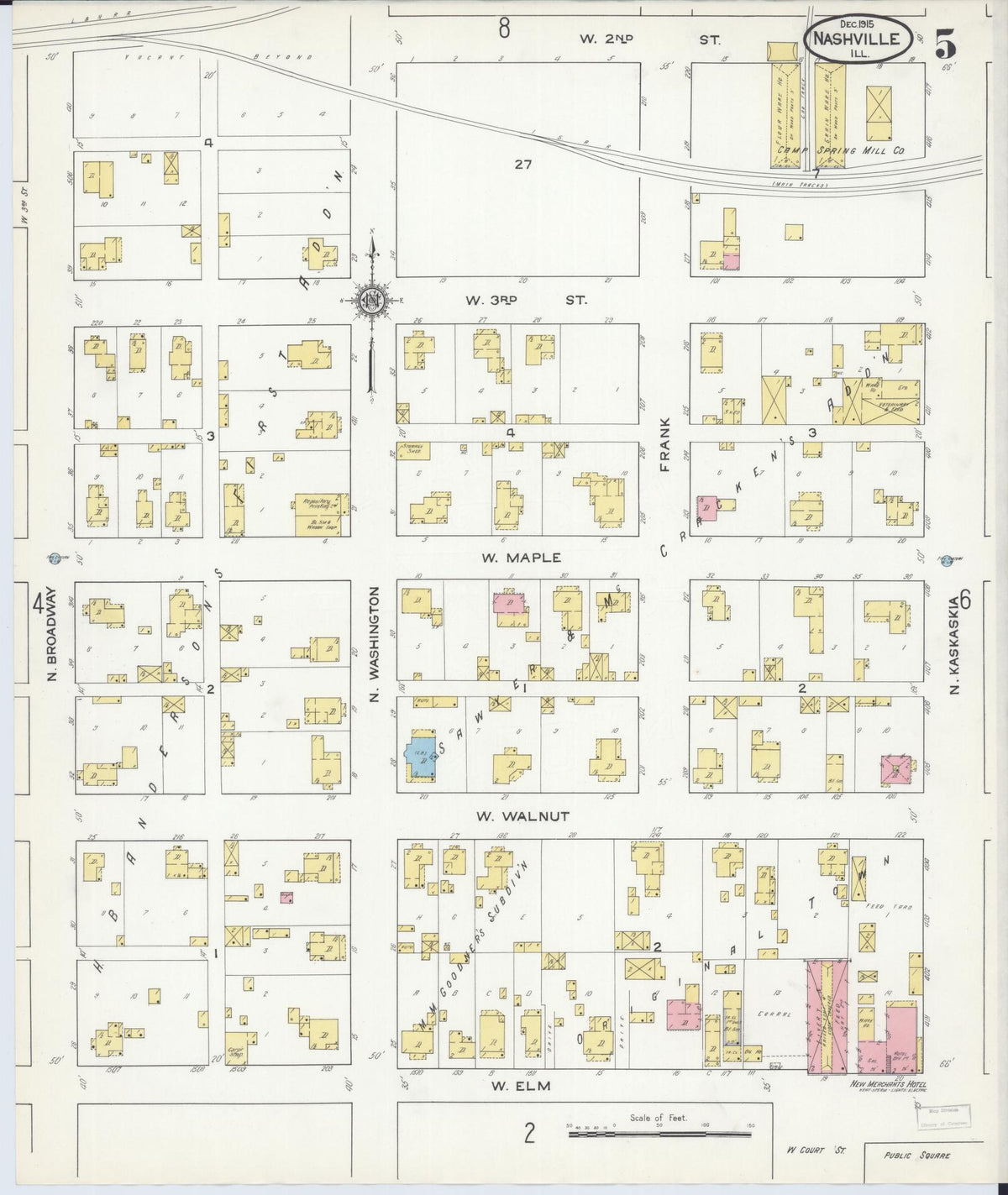 Sanborn Fire Insurance Map from Nashville, Washington County, Illinois (1915), Sheet #0005 - Complete Map Set gallery image, historic Sanborn map, vintage wall art, Illinois Illinois