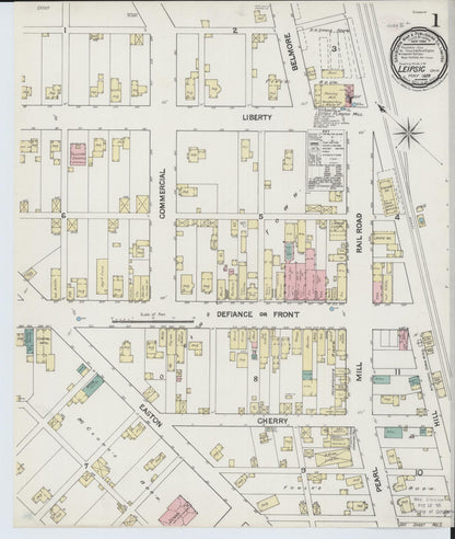 Sanborn Fire Insurance Map from Leipsic, Putnam County, Ohio (1889), Sheet #0001 - Historic Sanborn Fire Insurance Map Print, vintage old map wall art, antique decor, genealogy gift, Ohio Ohio map