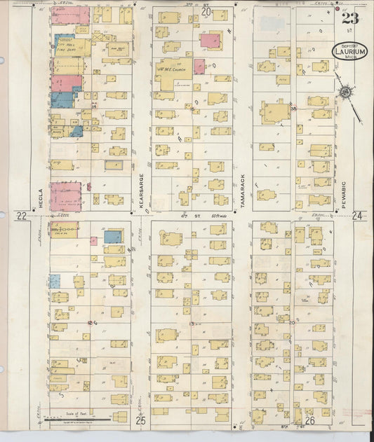 Sanborn Fire Insurance Map from Laurium, Houghton County, Michigan (1949), Sheet #0023 - Historic Sanborn Fire Insurance Map Print, vintage old map wall art, antique decor, genealogy gift, Michigan Michigan map