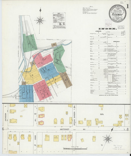 Sanborn Fire Insurance Map from Ridgway, Elk County, Pennsylvania (1904), Sheet #0001 - Historic Sanborn Fire Insurance Map Print, vintage old map wall art, antique decor, genealogy gift, Pennsylvania Pennsylvania map