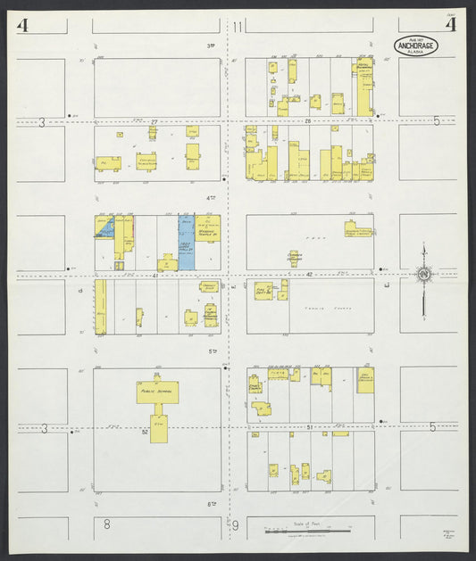 Sanborn Fire Insurance Map from Anchorage, Anchorage Census Division, Alaska (1927), Sheet #0004 - Historic Sanborn Fire Insurance Map Print, vintage old map wall art, antique decor, genealogy gift, Alaska Alaska map