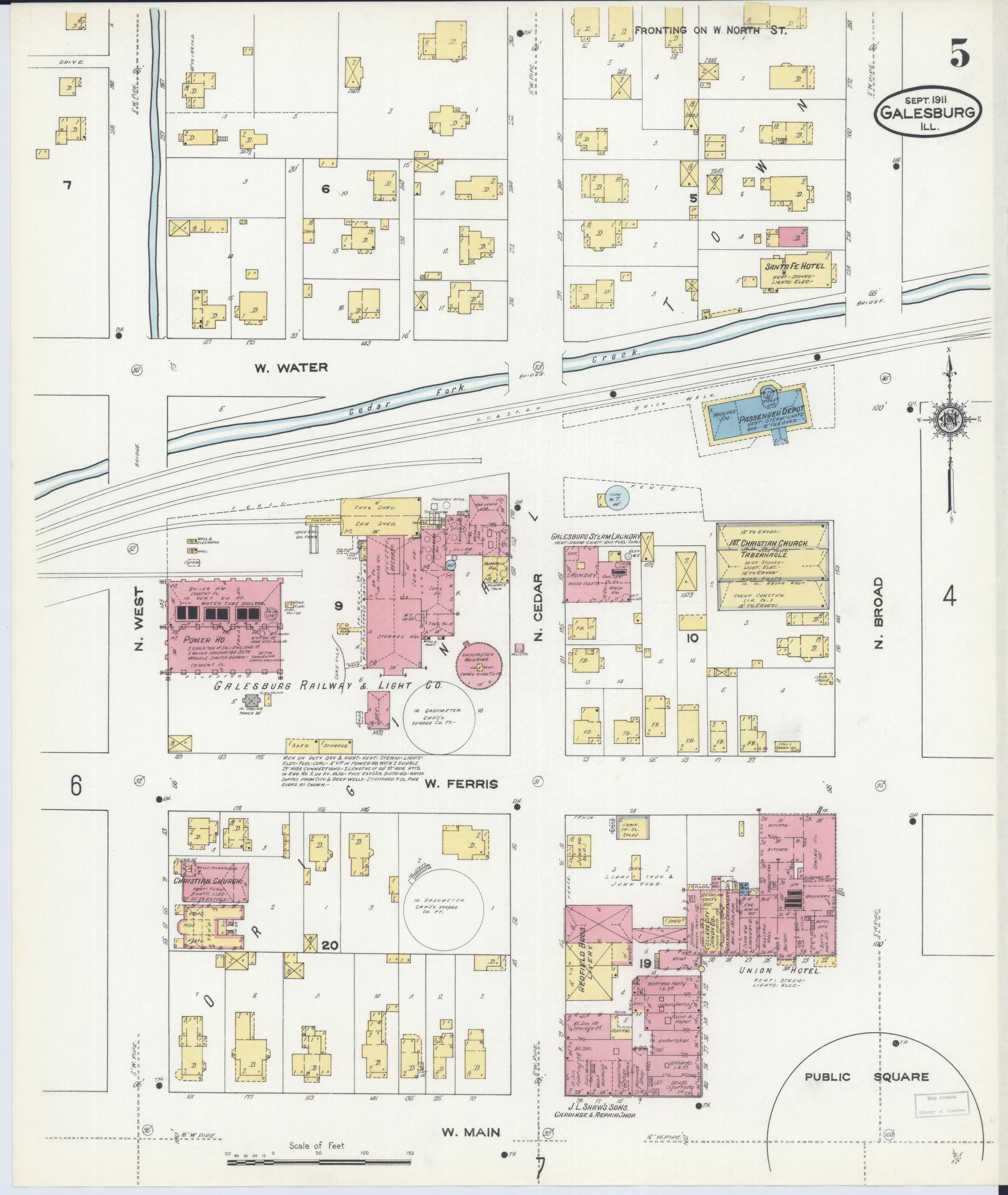 Sanborn Fire Insurance Map from Galesburg, Knox County, Illinois (1911), Sheet #0005 - Complete Map Set gallery image, historic Sanborn map, vintage wall art, Illinois Illinois