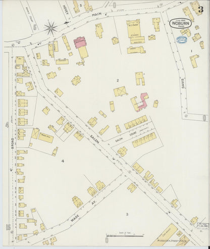Sanborn Fire Insurance Map from Woburn, Middlesex County, Massachusetts (1894), Sheet #0003 - Complete Map Set gallery image, historic Sanborn map, vintage wall art, Massachusetts Massachusetts