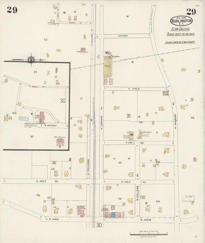 Sanborn Fire Insurance Map from Burlington, Alamance County, North Carolina (1924), Sheet #0029 - Complete Map Set gallery image, historic Sanborn map, vintage wall art, North Carolina North Carolina
