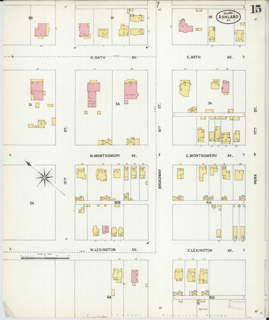 Sanborn Fire Insurance Map from Ashland, Boyd County, Kentucky (1901), Sheet #0015 - Historic Sanborn Fire Insurance Map Print, vintage old map wall art, antique decor, genealogy gift, Kentucky Kentucky map