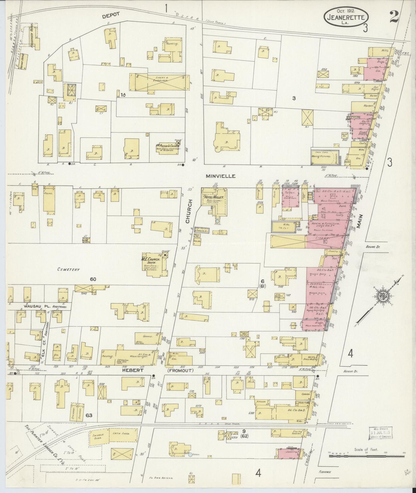 Sanborn Fire Insurance Map from Jeannerette, Iberia Parish, Louisiana (1912), Sheet #0002 - Complete Map Set gallery image, historic Sanborn map, vintage wall art, Louisiana Louisiana