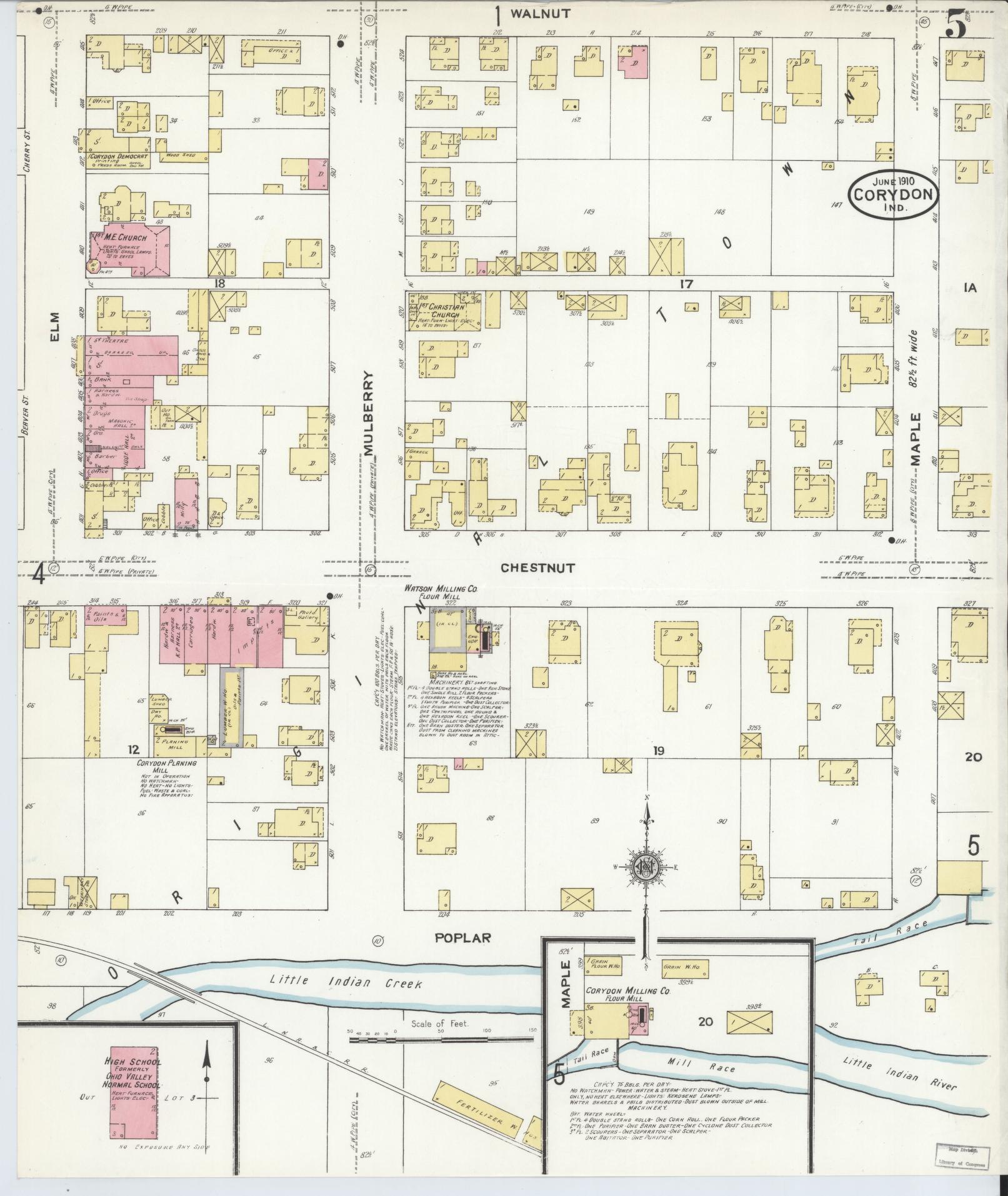 Sanborn Fire Insurance Map from Corydon, Harrison County, Indiana (1910), Sheet #0005 - Complete Map Set gallery image, historic Sanborn map, vintage wall art, Indiana Indiana