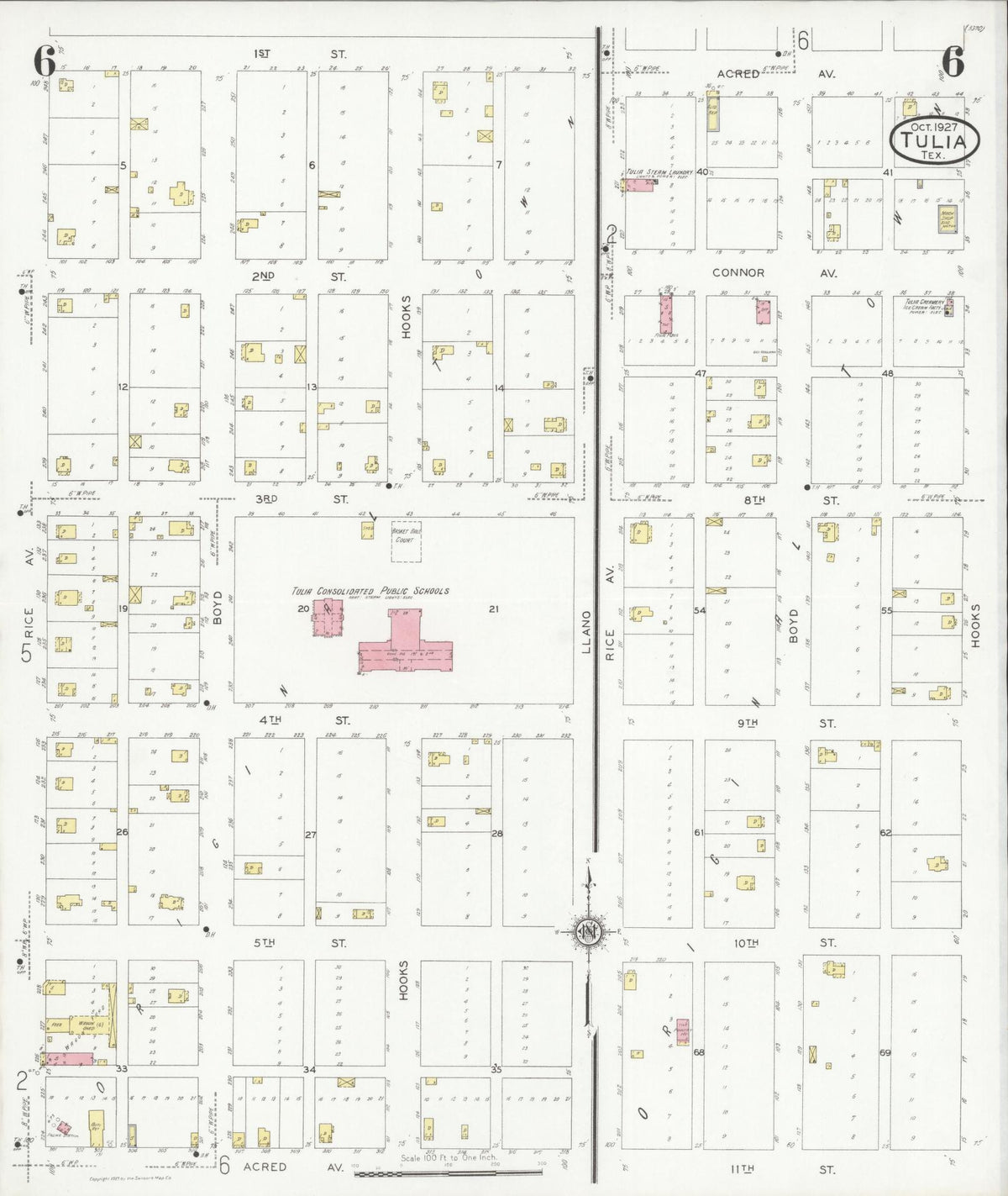 Sanborn Fire Insurance Map from Tulia, Swisher County, Texas (1927), Sheet #0006 - Complete Map Set gallery image, historic Sanborn map, vintage wall art, Texas Texas