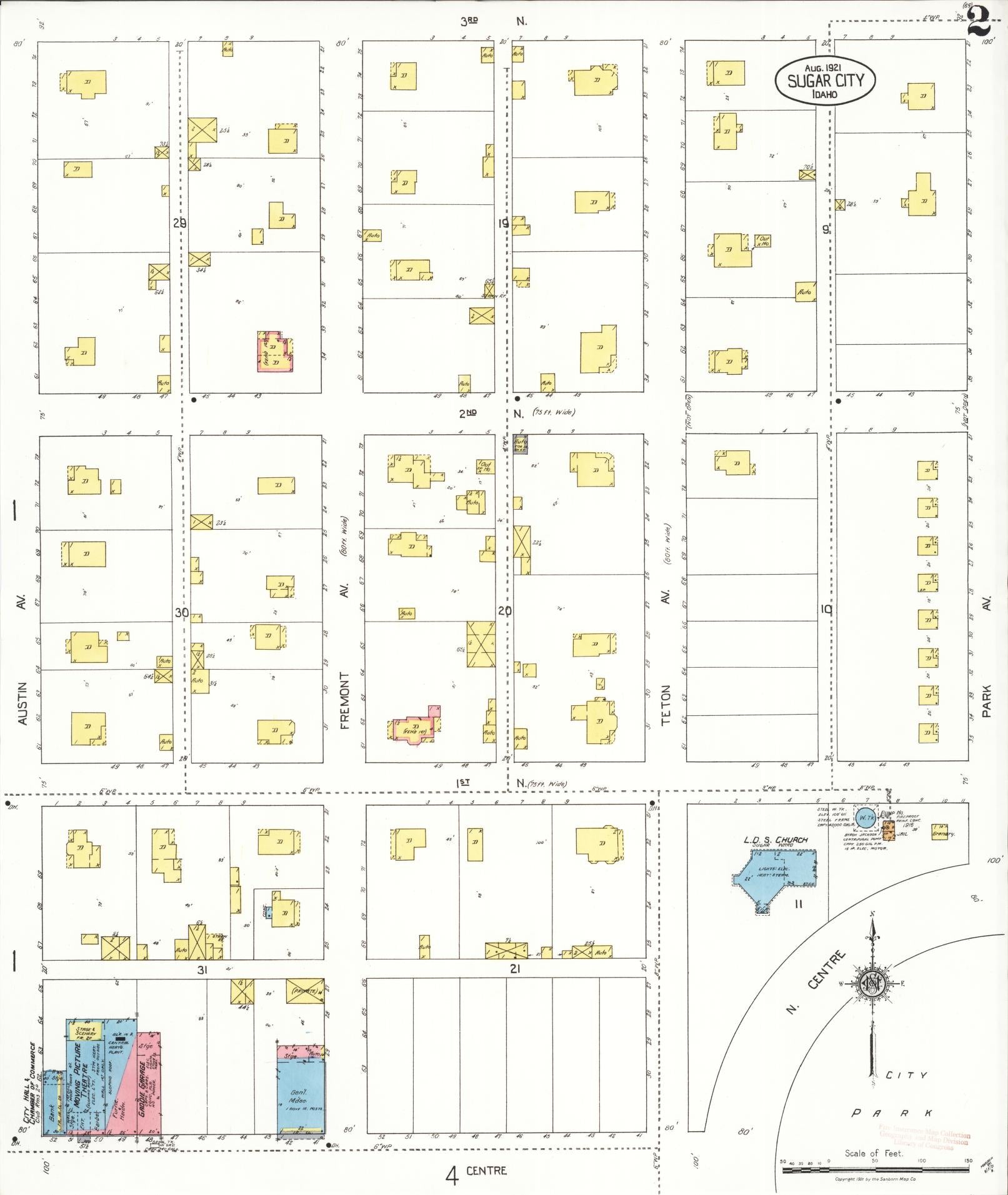 Sanborn Fire Insurance Map from Sugar City, Madison County, Idaho (1921), Sheet #0002 - Complete Map Set gallery image, historic Sanborn map, vintage wall art, Idaho Idaho