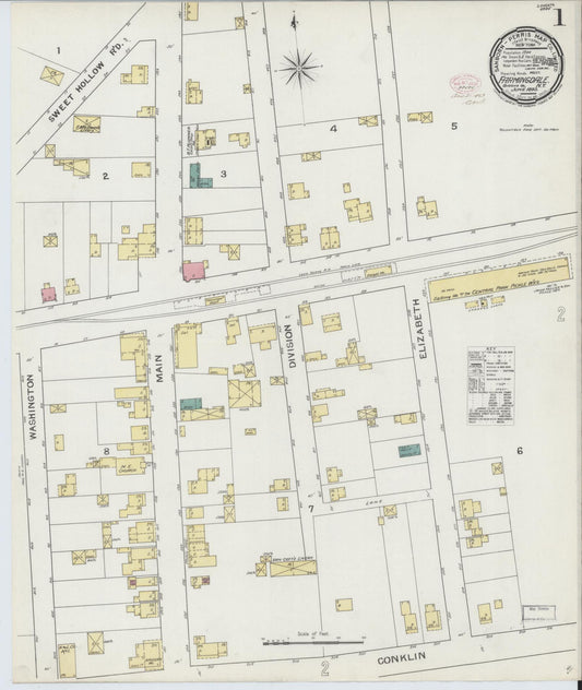 Sanborn Fire Insurance Map from Farmingdale, Nassau County, New York (1893), Sheet #0001 - Historic Sanborn Fire Insurance Map Print, vintage old map wall art, antique decor, genealogy gift, New York New York map