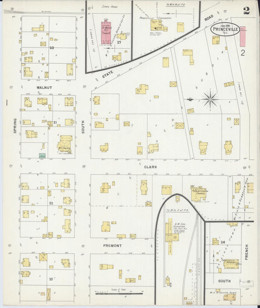 Sanborn Fire Insurance Map from Princeville, Peoria County, Illinois (1898), Sheet #0002 - Historic Sanborn Fire Insurance Map Print, vintage old map wall art, antique decor, genealogy gift, Illinois Illinois map