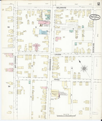 Sanborn Fire Insurance Map from Smyrna, Kent County, Delaware (1891), Sheet #0002 - Complete Map Set gallery image, historic Sanborn map, vintage wall art, Delaware Delaware