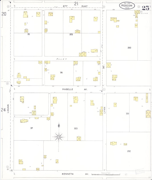 Sanborn Fire Insurance Map from Moscow, Latah County, Idaho (1904), Sheet #0025 - Historic Sanborn Fire Insurance Map Print, vintage old map wall art, antique decor, genealogy gift, Idaho Idaho map