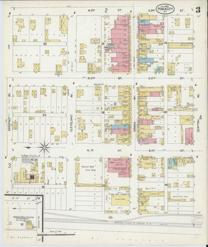 Sanborn Fire Insurance Map from Ponca City, Kay County, Oklahoma (1903), Sheet #0003 - Complete Map Set gallery image, historic Sanborn map, vintage wall art, Oklahoma Oklahoma