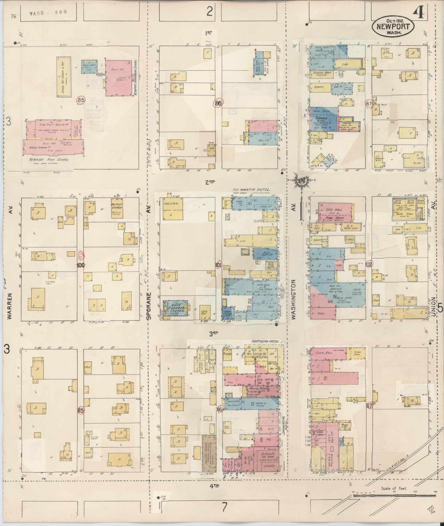 Sanborn Fire Insurance Map from Newport, Pend Orielle County, Washington (1940), Sheet #0004 - Complete Map Set gallery image, historic Sanborn map, vintage wall art, Washington Washington