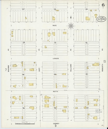 Sanborn Fire Insurance Map from El Reno, Canadian County, Oklahoma (1898), Sheet #0006 - Complete Map Set gallery image, historic Sanborn map, vintage wall art, Oklahoma Oklahoma