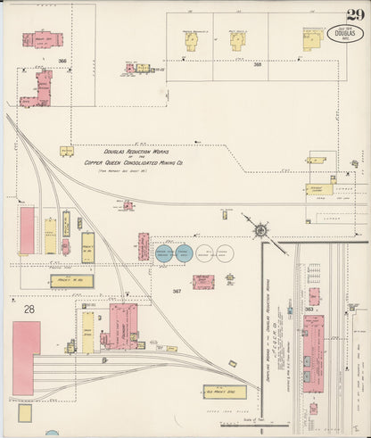 Sanborn Fire Insurance Map from Douglas, Cochise County, Arizona (1914), Sheet #0029 - Complete Map Set gallery image, historic Sanborn map, vintage wall art, Arizona Arizona