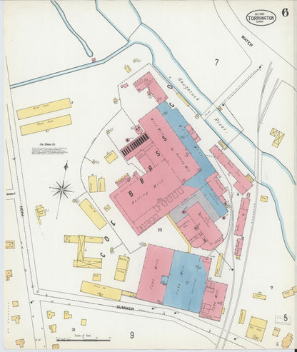 Sanborn Fire Insurance Map from Torrington, Litchfield County, Connecticut (1901), Sheet #0006 - Complete Map Set gallery image, historic Sanborn map, vintage wall art, Connecticut Connecticut