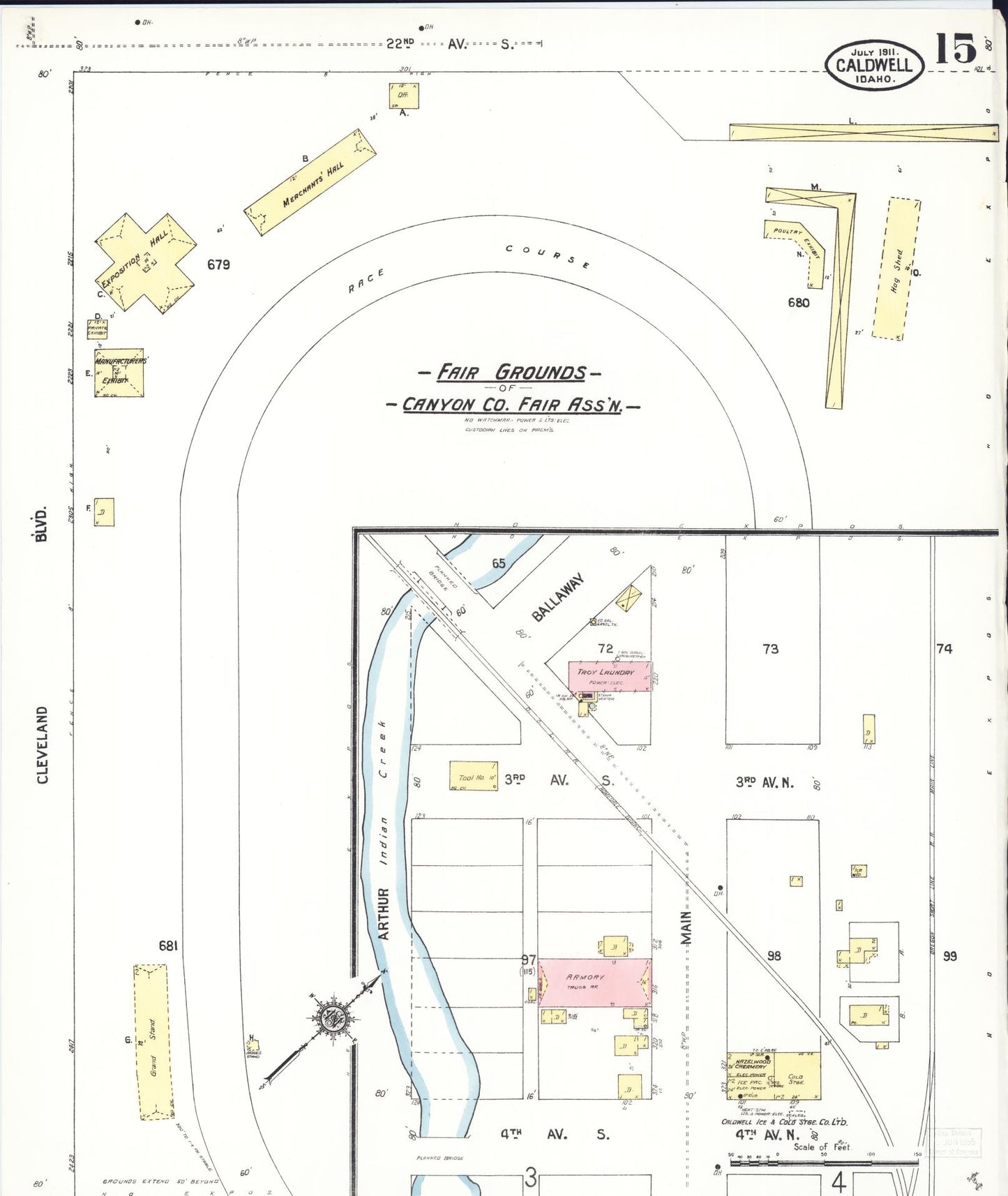 Sanborn Fire Insurance Map from Caldwell, Canyon County, Idaho (1911), Sheet #0015 - Complete Map Set gallery image, historic Sanborn map, vintage wall art, Idaho Idaho