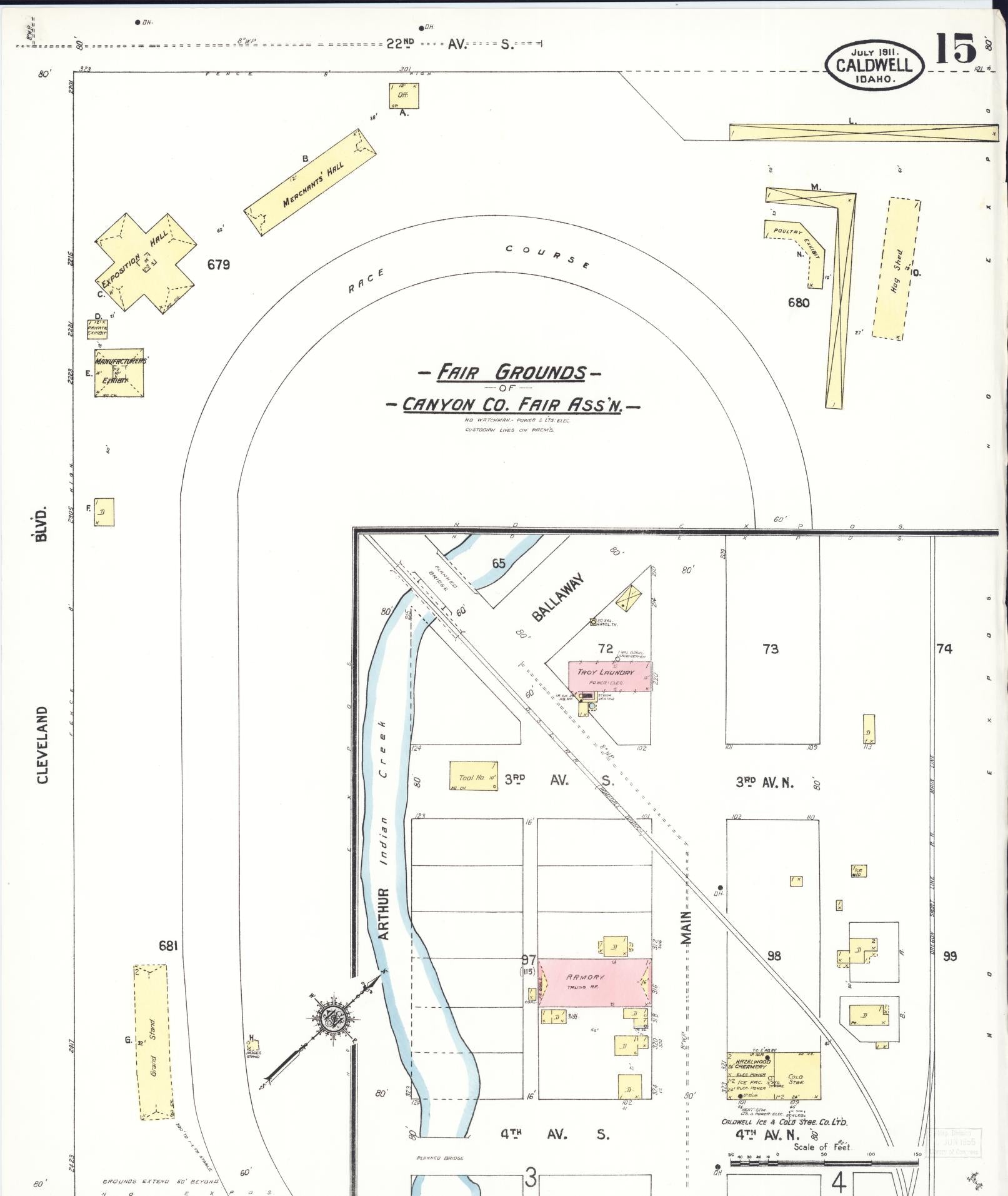 Sanborn Fire Insurance Map from Caldwell, Canyon County, Idaho (1911), Sheet #0015 - Complete Map Set gallery image, historic Sanborn map, vintage wall art, Idaho Idaho