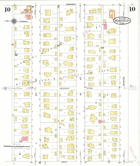 Sanborn Fire Insurance Map from Webster City, Hamilton County, Iowa (1923), Sheet #0010 - Historic Sanborn Fire Insurance Map Print, vintage old map wall art