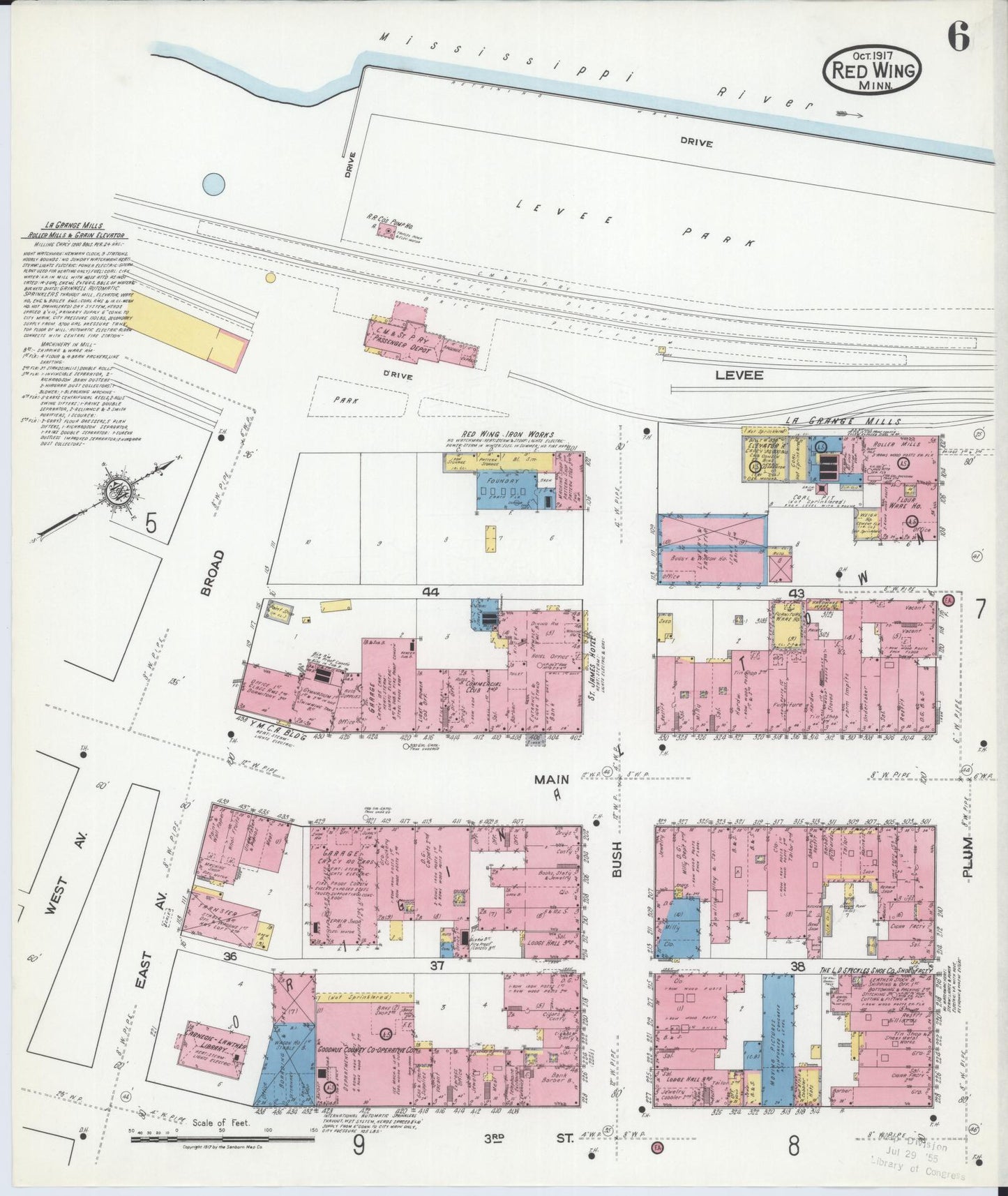 Sanborn Fire Insurance Map from Red Wing, Goodhue County, Minnesota (1917), Sheet #0006 - Complete Map Set gallery image, historic Sanborn map, vintage wall art, Minnesota Minnesota