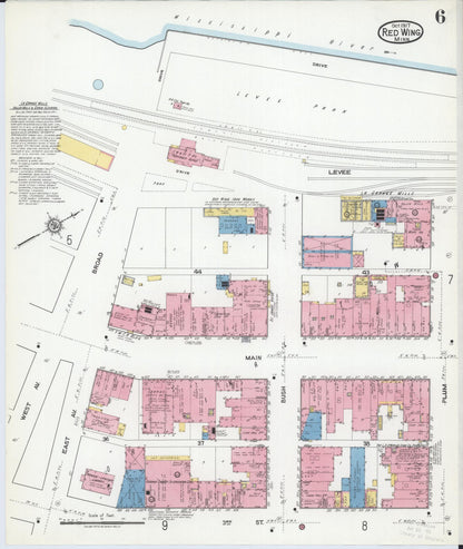 Sanborn Fire Insurance Map from Red Wing, Goodhue County, Minnesota (1917), Sheet #0006 - Complete Map Set gallery image, historic Sanborn map, vintage wall art, Minnesota Minnesota