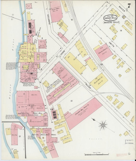Sanborn Fire Insurance Map from Sandy Hill, Washington County, New York (1895), Sheet #0007 - Historic Sanborn Fire Insurance Map Print, vintage old map wall art, antique decor, genealogy gift, New York New York map