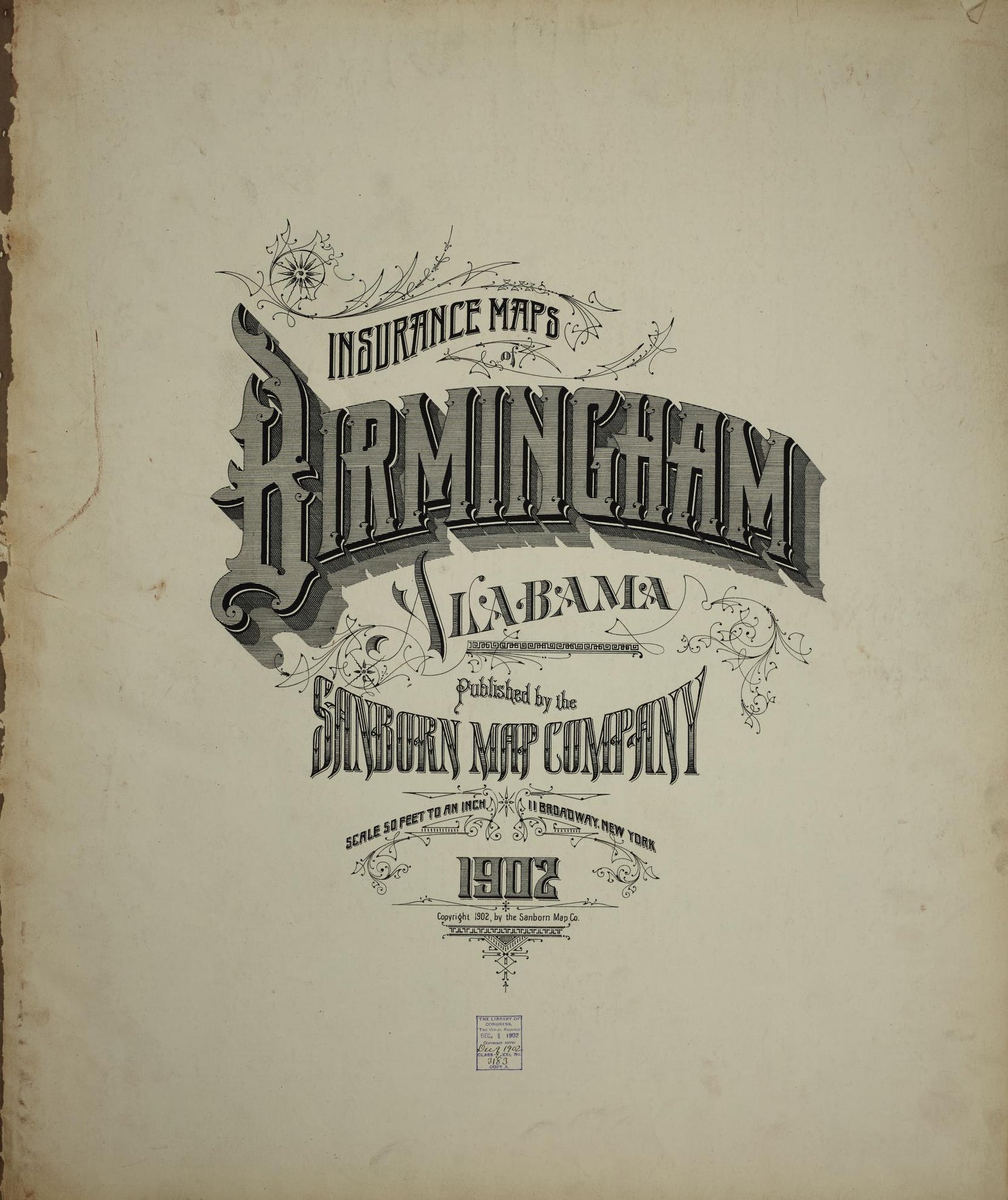 Sanborn Fire Insurance Map from Birmingham, Jefferson County, Alabama. (1902) – Historic Sanborn Fire Insurance Map Print