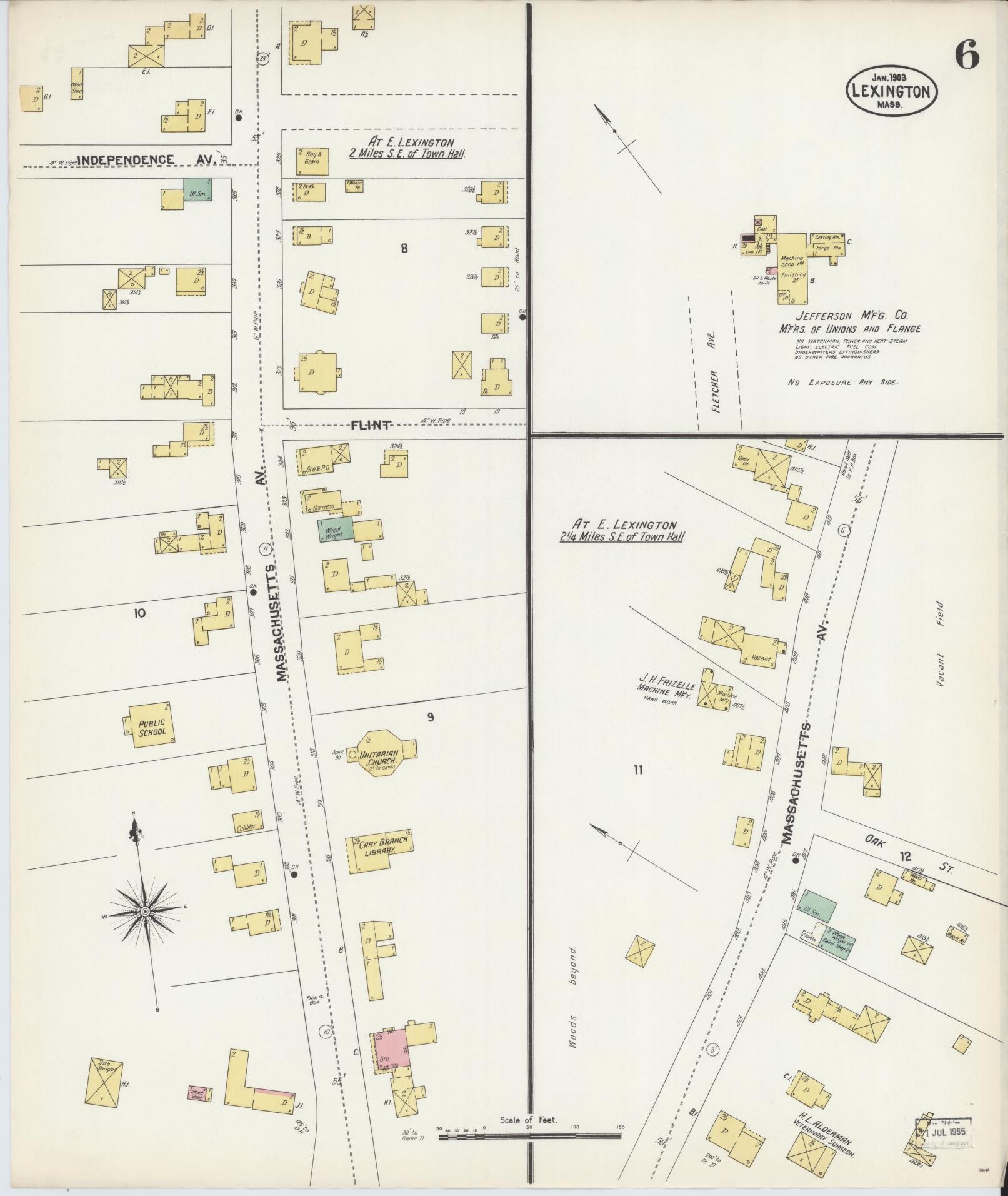 Sanborn Fire Insurance Map from Lexington, Middlesex County, Massachusetts (1903), Sheet #0006 - Historic Sanborn Fire Insurance Map Print, vintage old map wall art, antique decor, genealogy gift, Massachusetts Massachusetts map