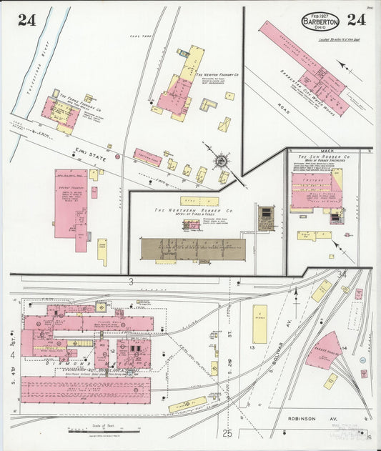 Sanborn Fire Insurance Map from Barberton, Summit County, Ohio (1927), Sheet #0024 - Historic Sanborn Fire Insurance Map Print, vintage old map wall art, antique decor, genealogy gift, Ohio Ohio map