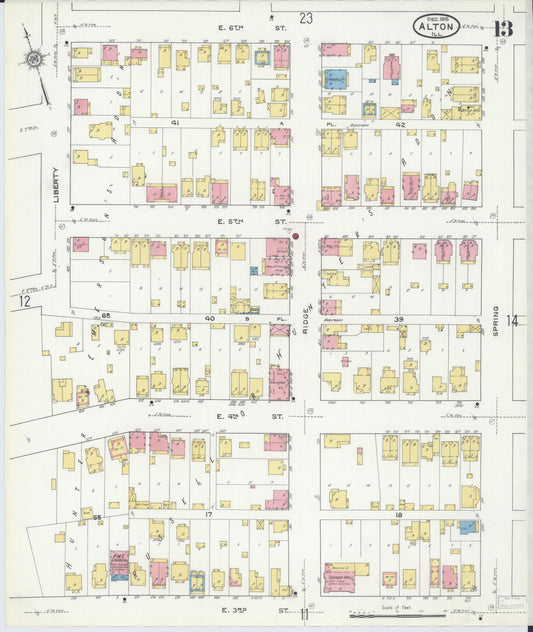 Sanborn Fire Insurance Map from Alton, Madison County, Illinois (1915), Sheet #0013 - Historic Sanborn Fire Insurance Map Print, vintage old map wall art, antique decor, genealogy gift, Illinois Illinois map