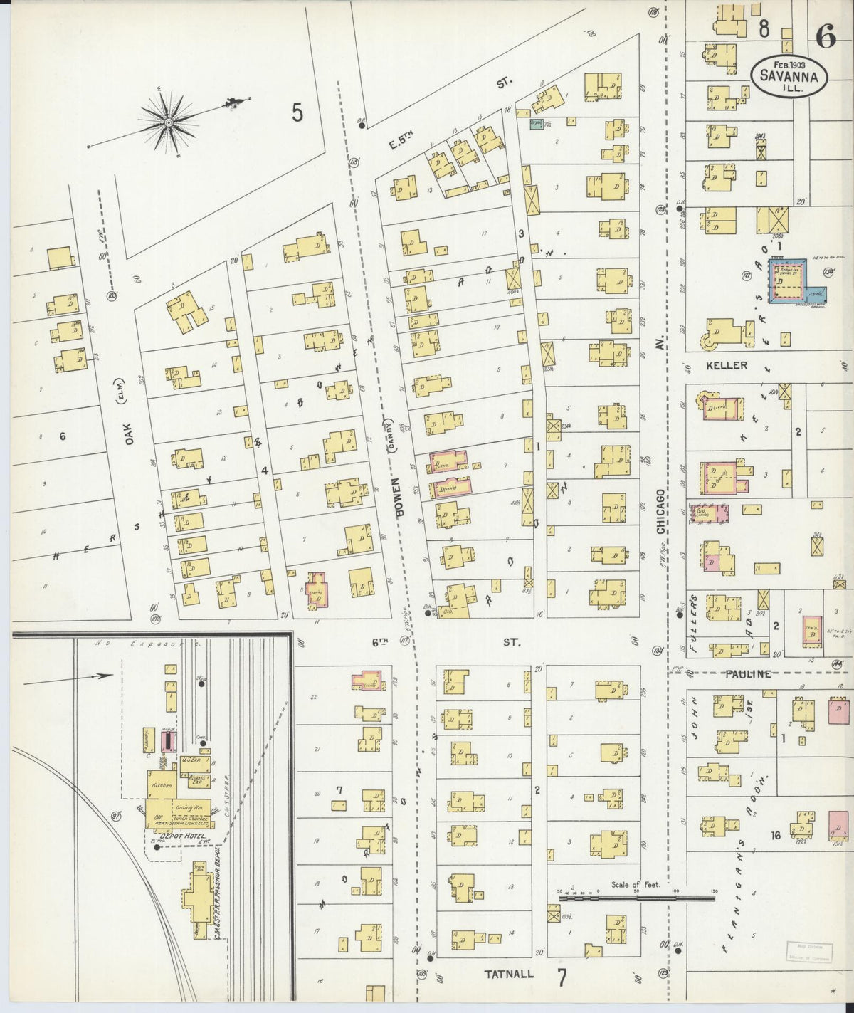 Sanborn Fire Insurance Map from Savanna, Carroll County, Illinois (1903), Sheet #0006 - Complete Map Set gallery image, historic Sanborn map, vintage wall art, Illinois Illinois