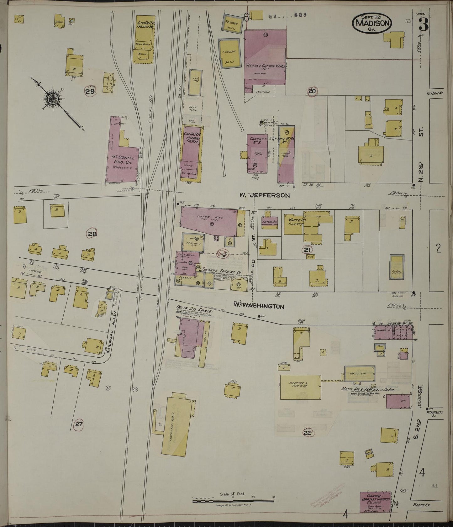 Sanborn Fire Insurance Map from Madison, Morgan County, Georgia (1941), Sheet #0003 - Historic Sanborn Fire Insurance Map Print, vintage old map wall art, antique decor, genealogy gift, Georgia Georgia map