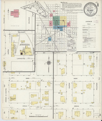 Sanborn Fire Insurance Map from Perry, Taylor County, Florida (1913), Sheet #0001 - Complete Map Set gallery image, historic Sanborn map, vintage wall art, Florida Florida