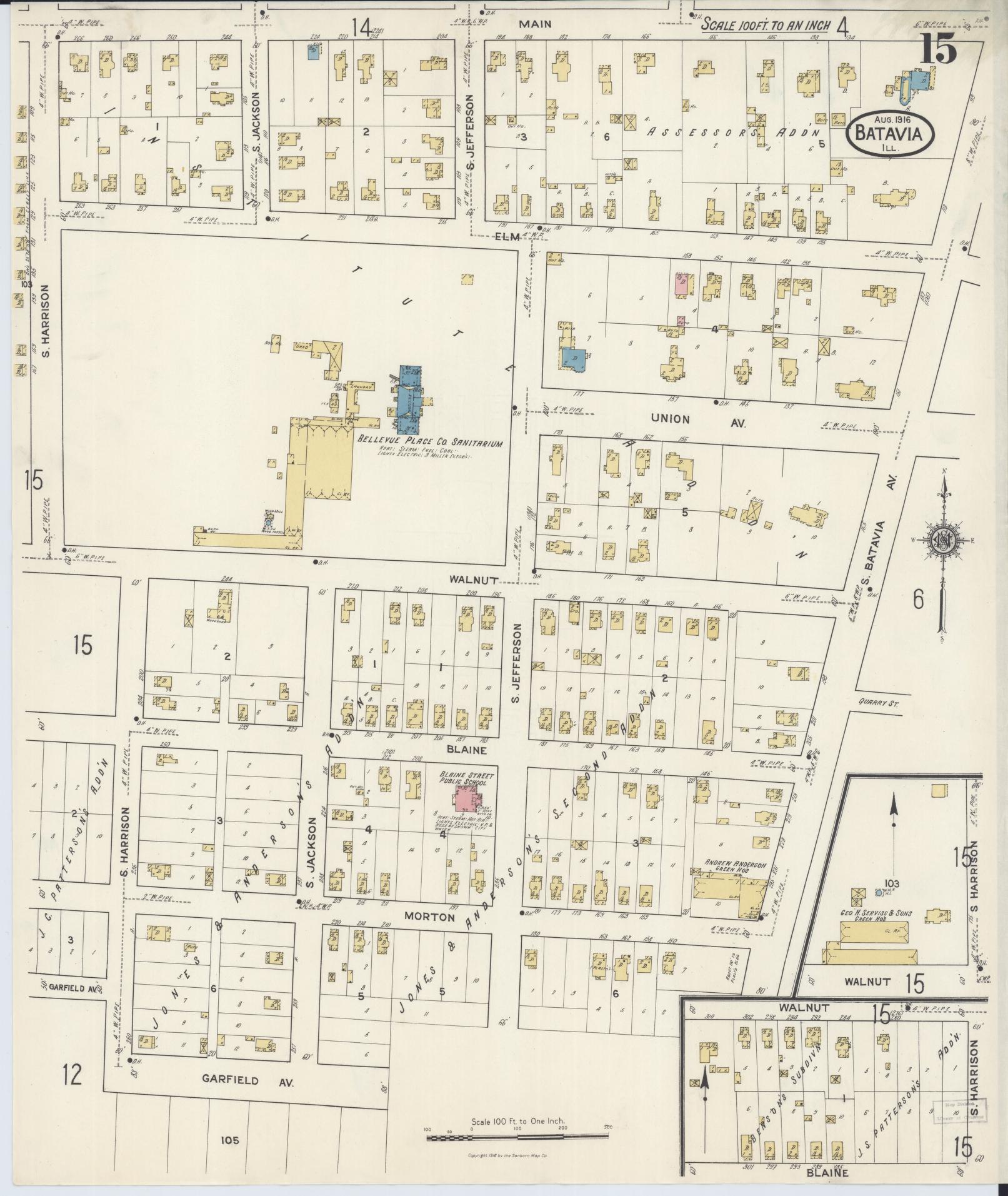 Sanborn Fire Insurance Map from Batavia, Kane County, Illinois (1916), Sheet #0015 - Complete Map Set gallery image, historic Sanborn map, vintage wall art, Illinois Illinois