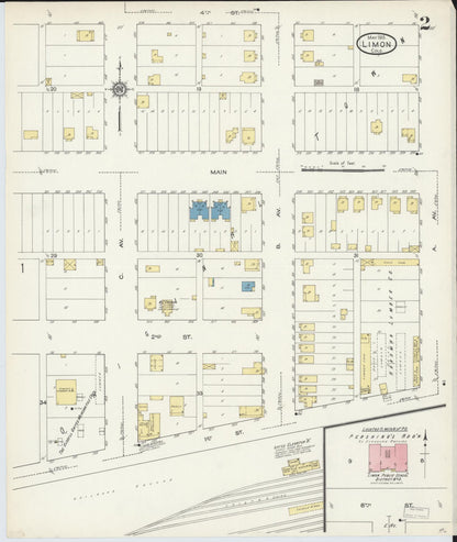 Sanborn Fire Insurance Map from Limon, Lincoln County, Colorado (1913), Sheet #0002 - Complete Map Set gallery image, historic Sanborn map, vintage wall art, Colorado Colorado
