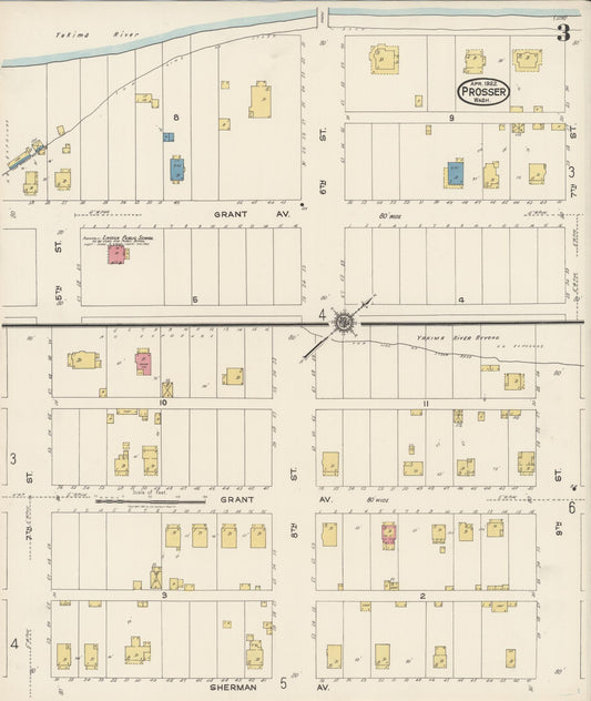 Sanborn Fire Insurance Map from Prosser, Benton County, Washington (1922), Sheet #0003 - Historic Sanborn Fire Insurance Map Print, vintage old map wall art, antique decor, genealogy gift, Washington Washington map