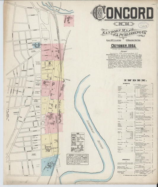 Sanborn Fire Insurance Map from Concord, Merrimack County, New Hampshire (1884), Sheet #0001 - Complete Map Set gallery image, historic Sanborn map, vintage wall art, New Hampshire New Hampshire