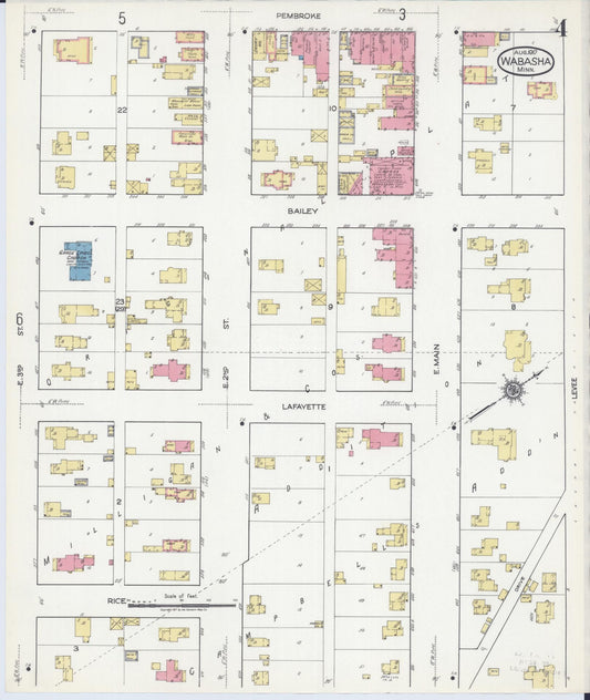 Sanborn Fire Insurance Map from Wabasha, Wabasha County, Minnesota (1917), Sheet #0004 - Historic Sanborn Fire Insurance Map Print, vintage old map wall art, antique decor, genealogy gift, Minnesota Minnesota map