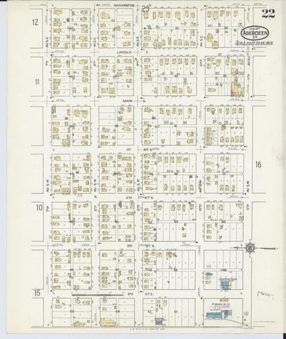 Sanborn Fire Insurance Map from Aberdeen, Brown County, South Dakota (1917), Sheet #0022 - Complete Map Set gallery image, historic Sanborn map, vintage wall art, South Dakota South Dakota