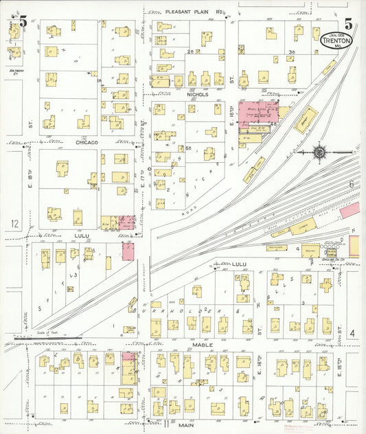 Sanborn Fire Insurance Map from Trenton, Grundy County, Missouri (1924), Sheet #0005 - Historic Sanborn Fire Insurance Map Print, vintage old map wall art, antique decor, genealogy gift, Missouri Missouri map