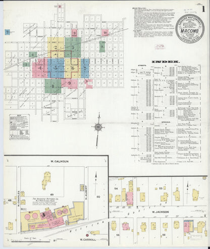 Sanborn Fire Insurance Map from Macomb, Mcdonough County, Illinois (1910), Sheet #0001 - Complete Map Set gallery image, historic Sanborn map, vintage wall art, Illinois Illinois