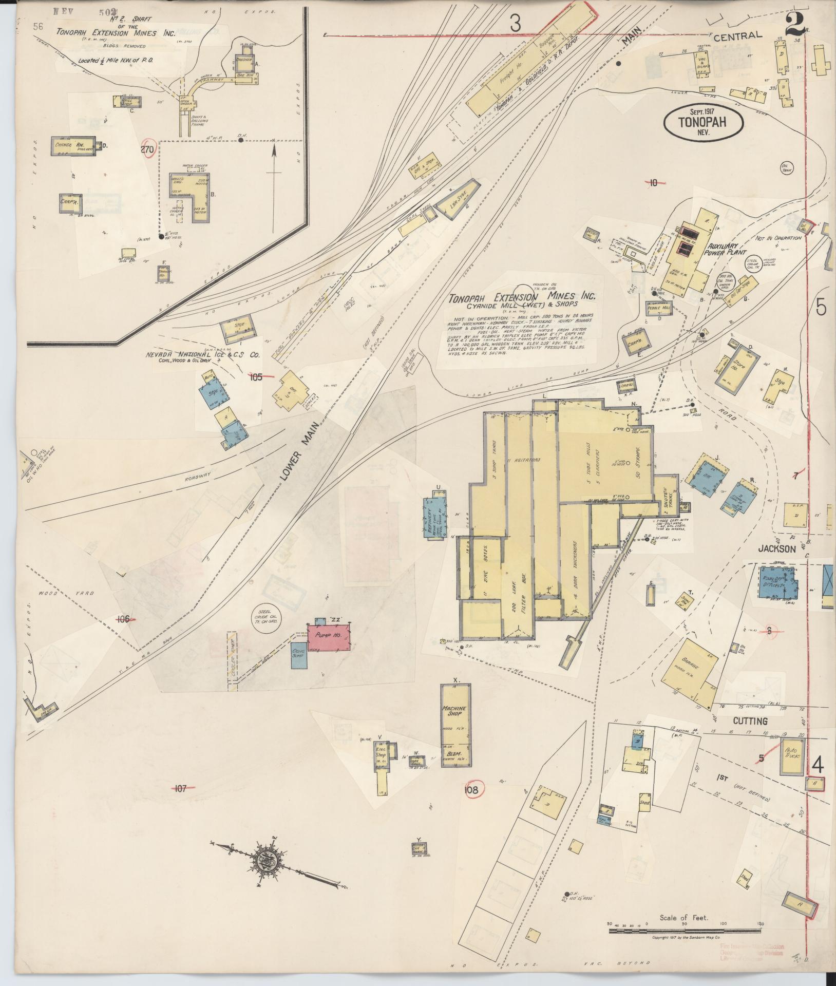 Sanborn Fire Insurance Map from Tonopah, Nye County, Nevada (1941), Sheet #0002 - Historic Sanborn Fire Insurance Map Print, vintage old map wall art, antique decor, genealogy gift, Nevada Nevada map