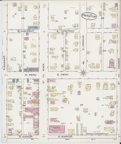 Sanborn Fire Insurance Map from Princeton, Bureau County, Illinois (1885), Sheet #0003 - Historic Sanborn Fire Insurance Map Print, vintage old map wall art, antique decor, genealogy gift, Illinois Illinois map